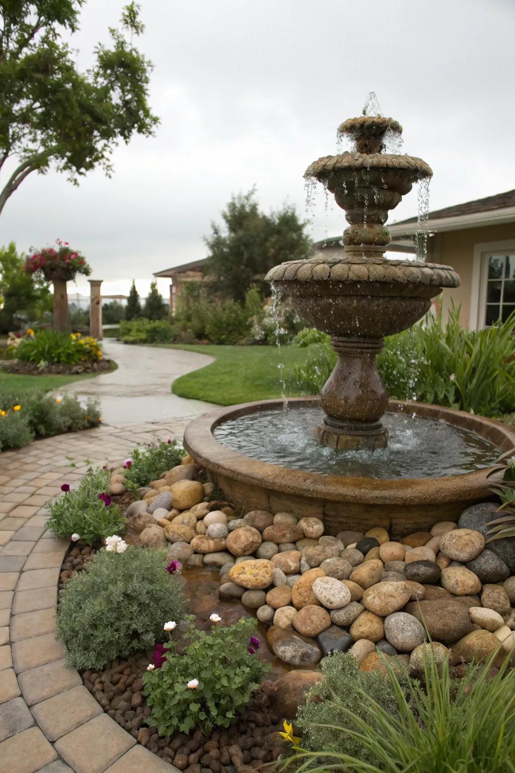 Stone basins bring modern tranquility to your garden.