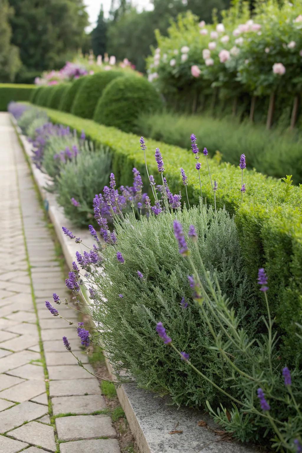 Fragrant herbs creating a fragrant landscape hedge.
