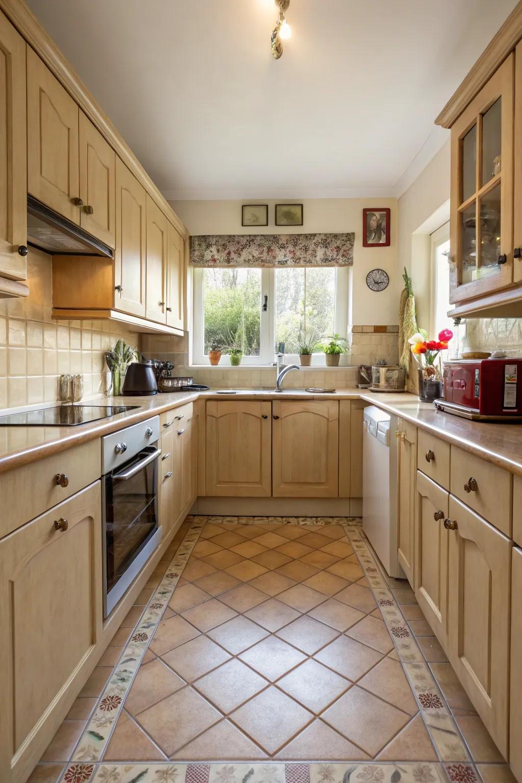 Smooth floor covering inclusion results in harmony.