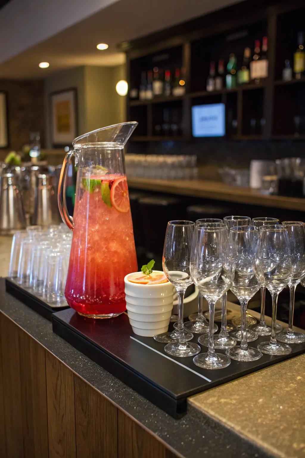 A signature drink adds a personal touch and keeps the bar tidy.