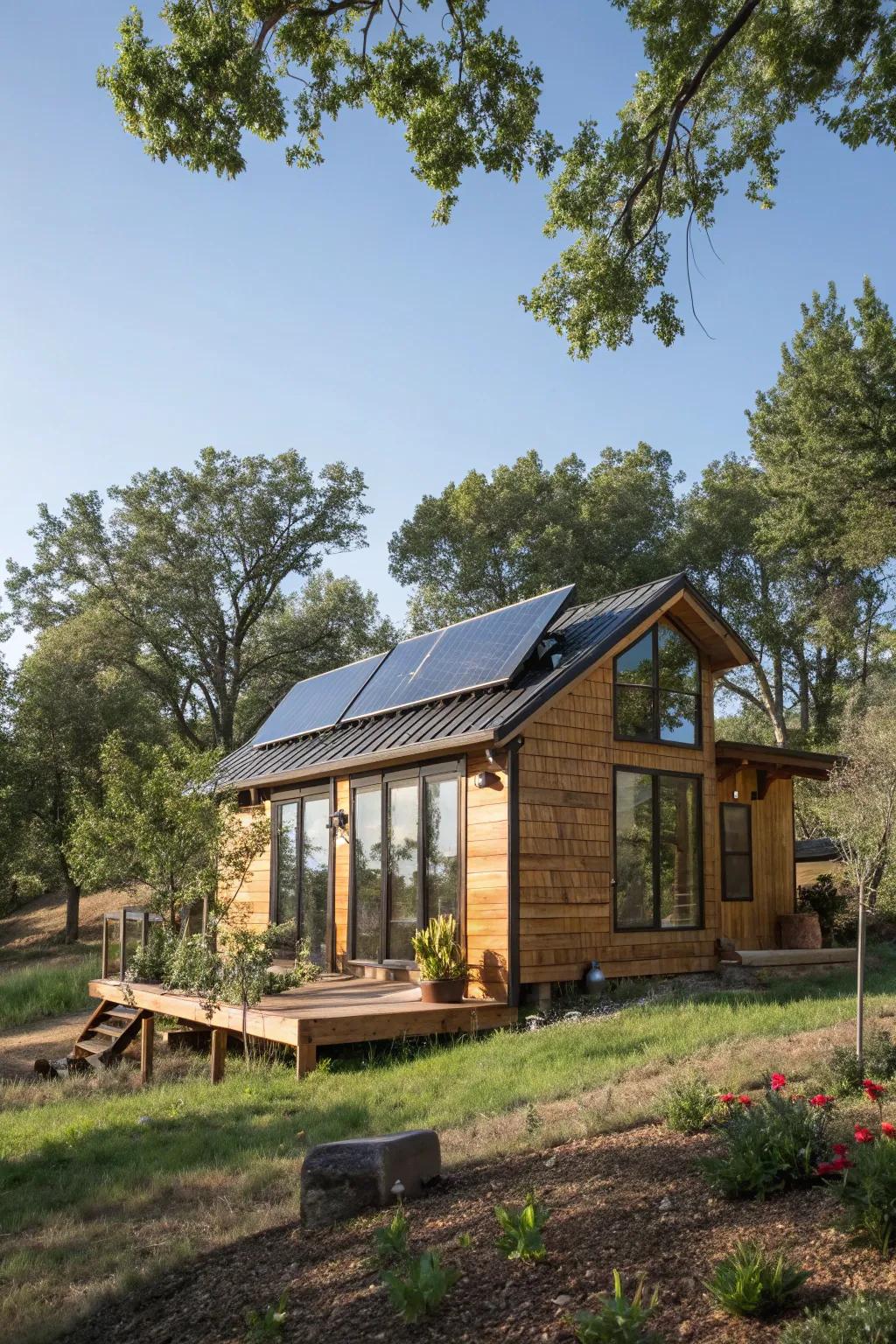 Living sustainably in a tiny home means being both environmentally mindful and at ease.