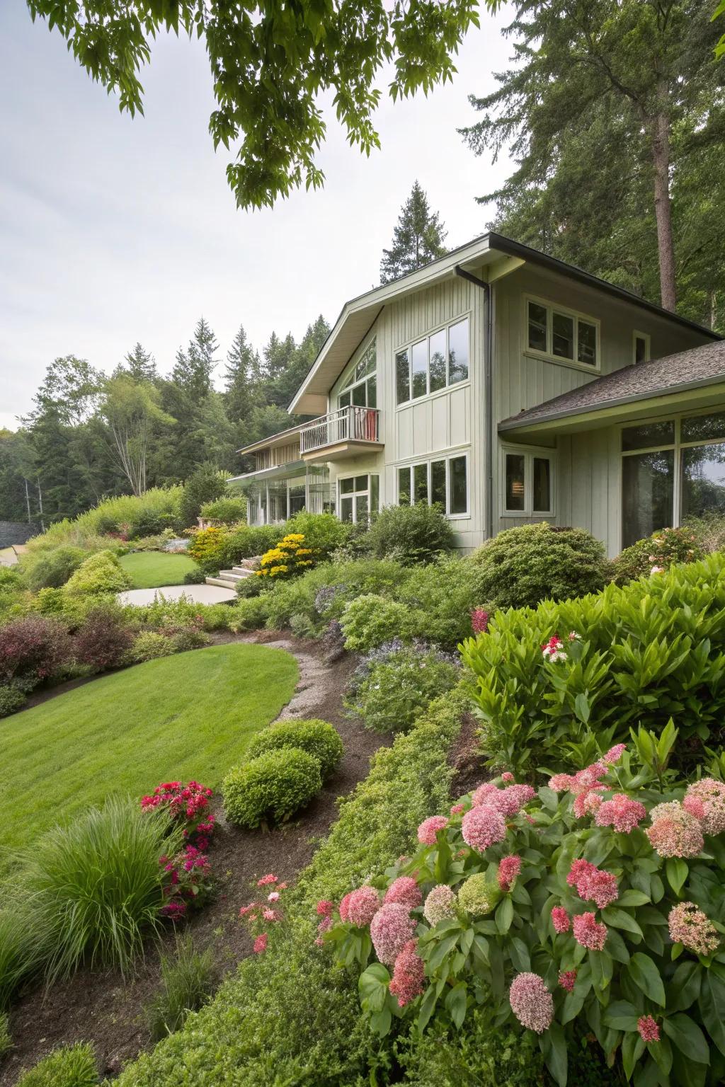 The beauty of your home is enhanced by lush landscaping.