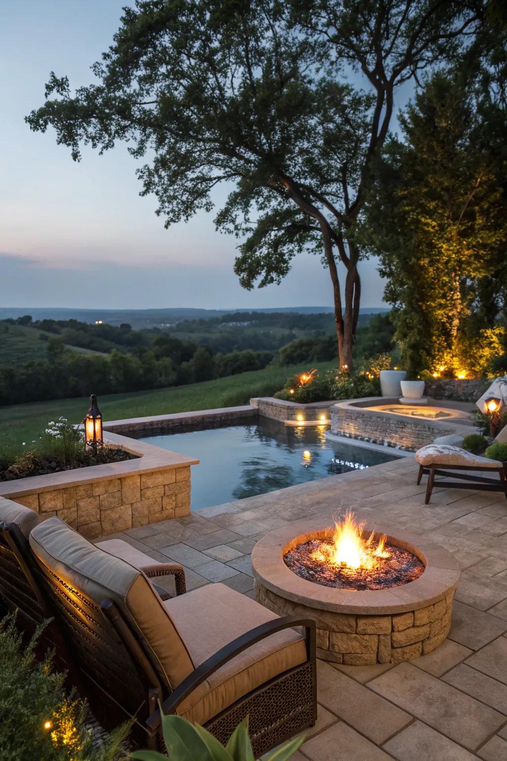 Enhance your pool area with the warmth of flame.