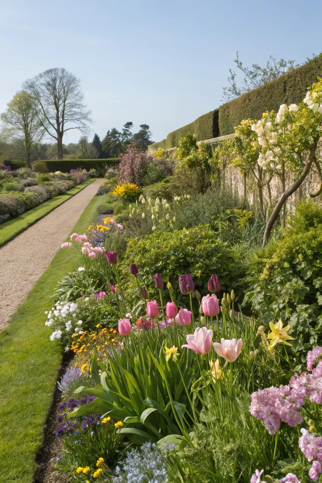 Spring-thriving plants assure an abundant garden spectacle.
