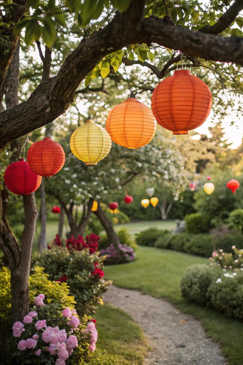 Infuse your party with color and light using paper lanterns.