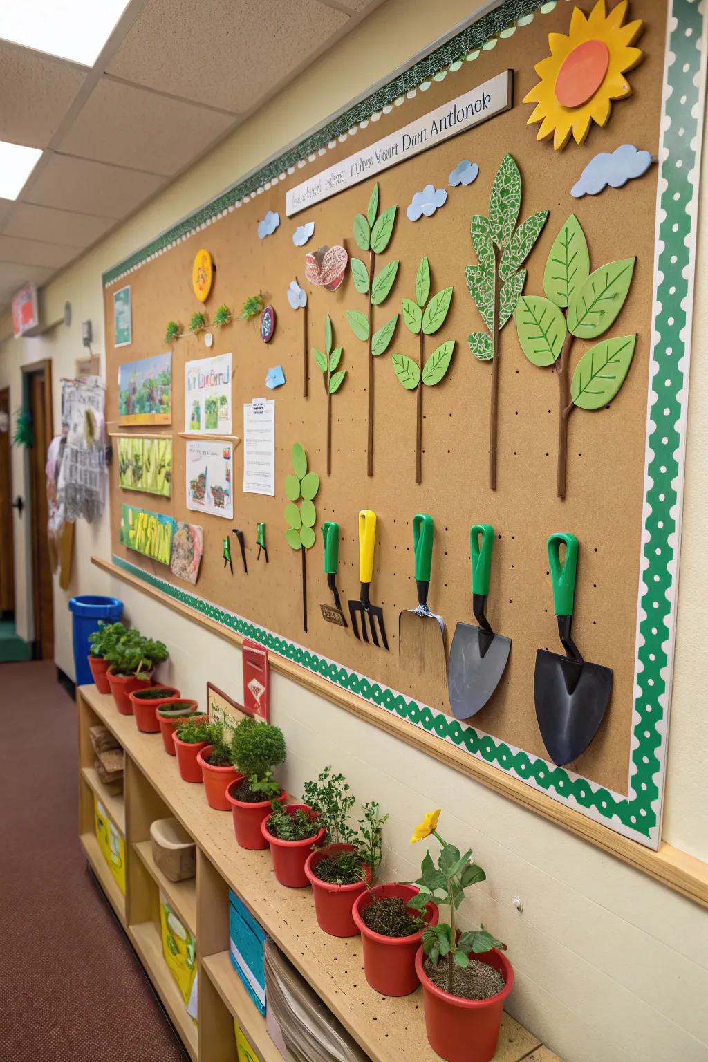 Celebrate student growth with a gardening-themed board.