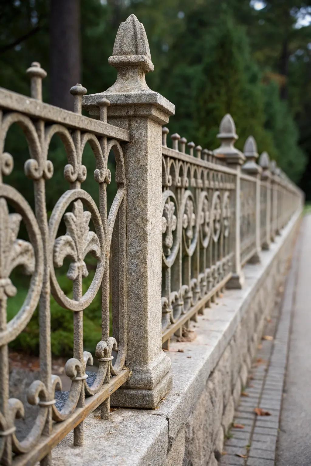 A symmetrical fence design featuring repeated motifs for visual harmony.