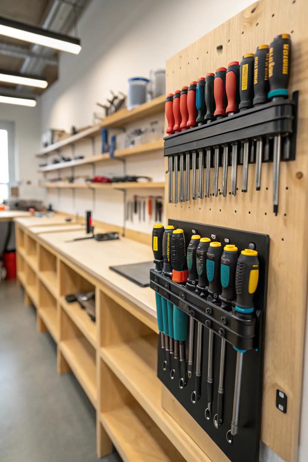 Handy magnetic tool strips.