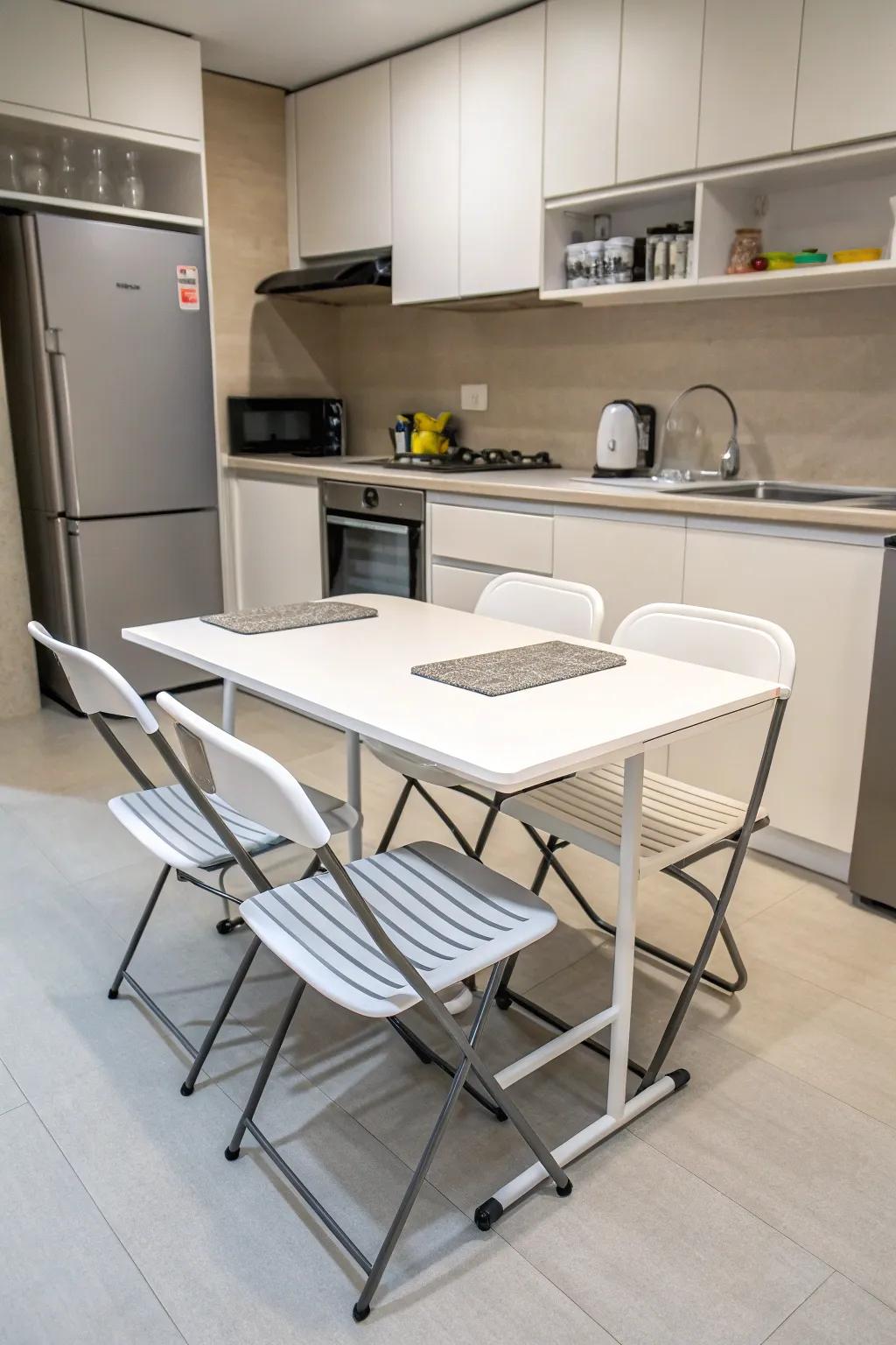 Space-optimizing furniture enhances functionality in smaller kitchens.