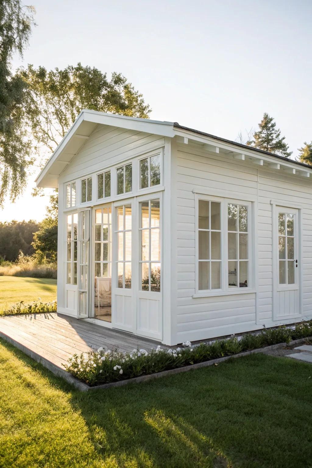 A fresh white summer house, epitomizing simplicity and elegance.