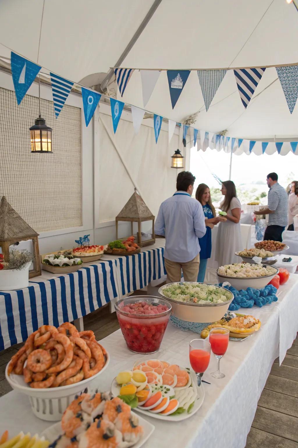 An oceanside soirée featuring sea-inspired decor.