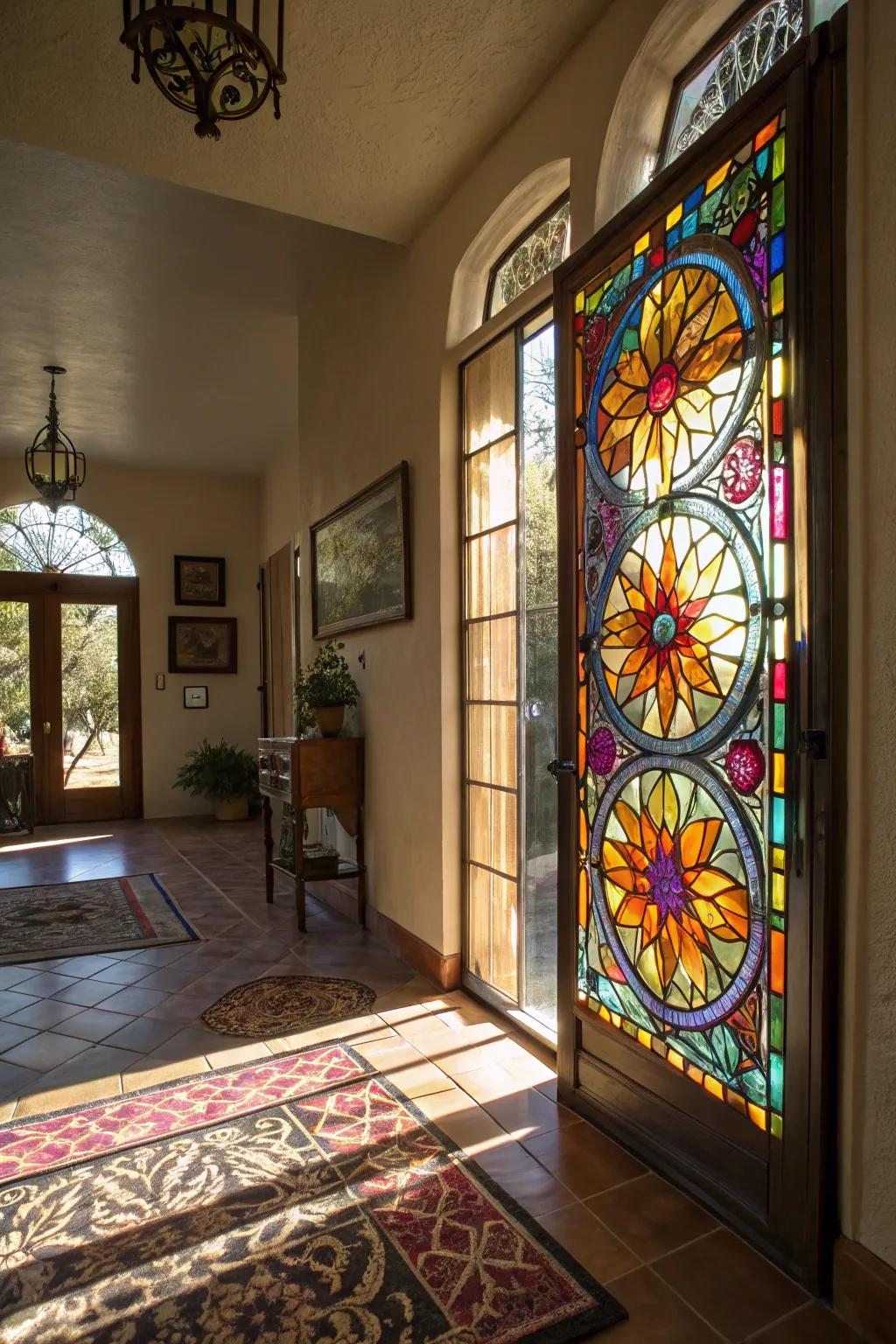 Timeless charm emanates from colored glass light catchers.