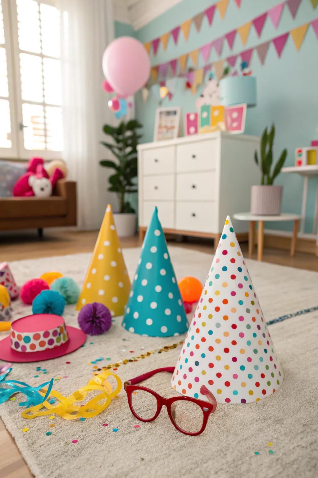 Fun themed accessories bring a playful vibe to the celebration.
