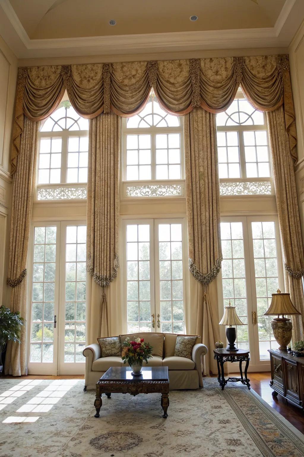 Decorative window trim brings a touch of formality.