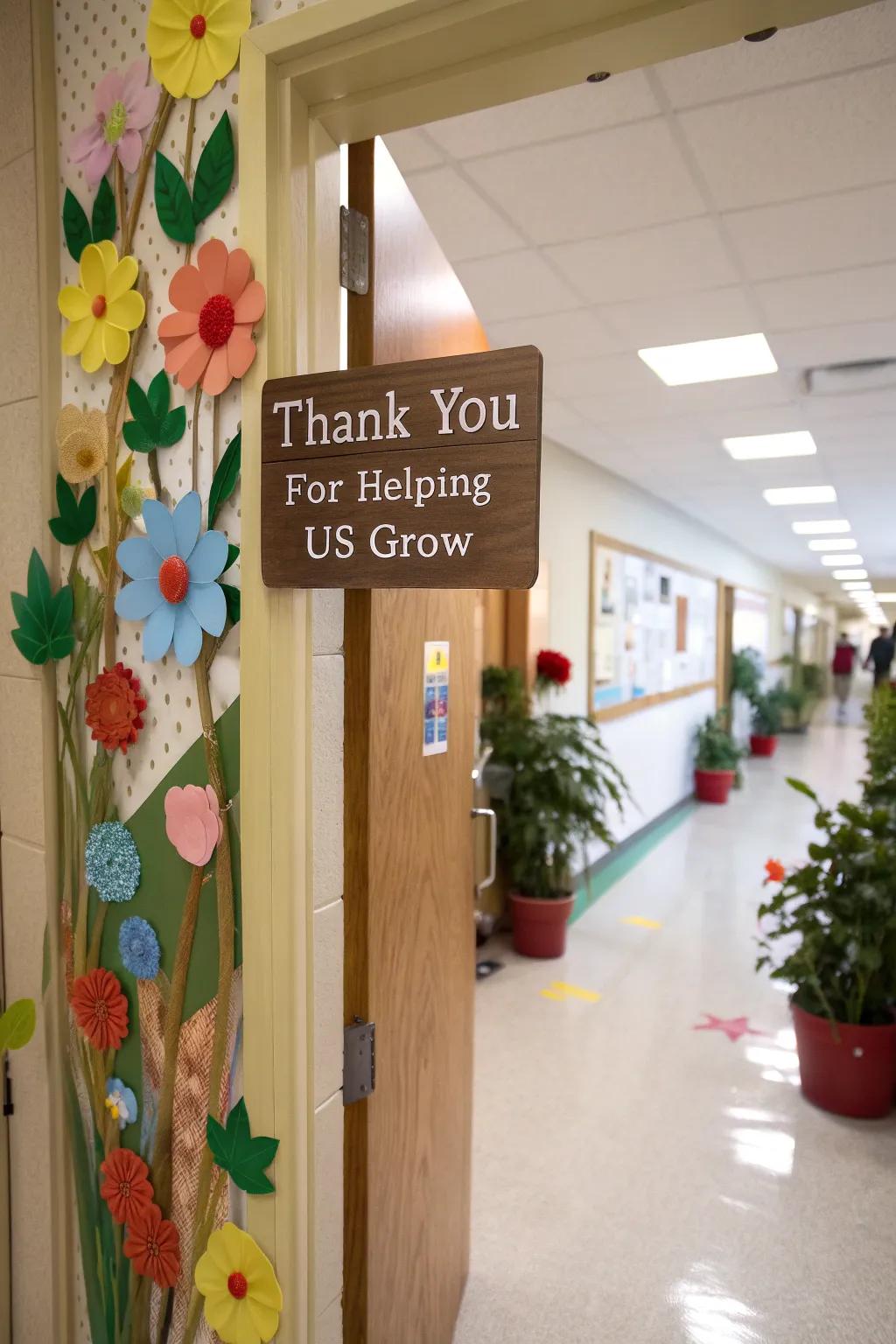 Celebrate growth with a garden-themed door of thanks.