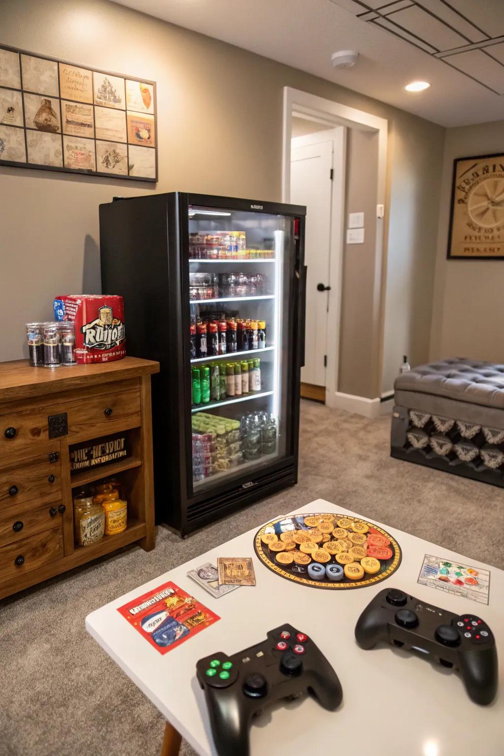 Keep refreshments close with a handy snack station.