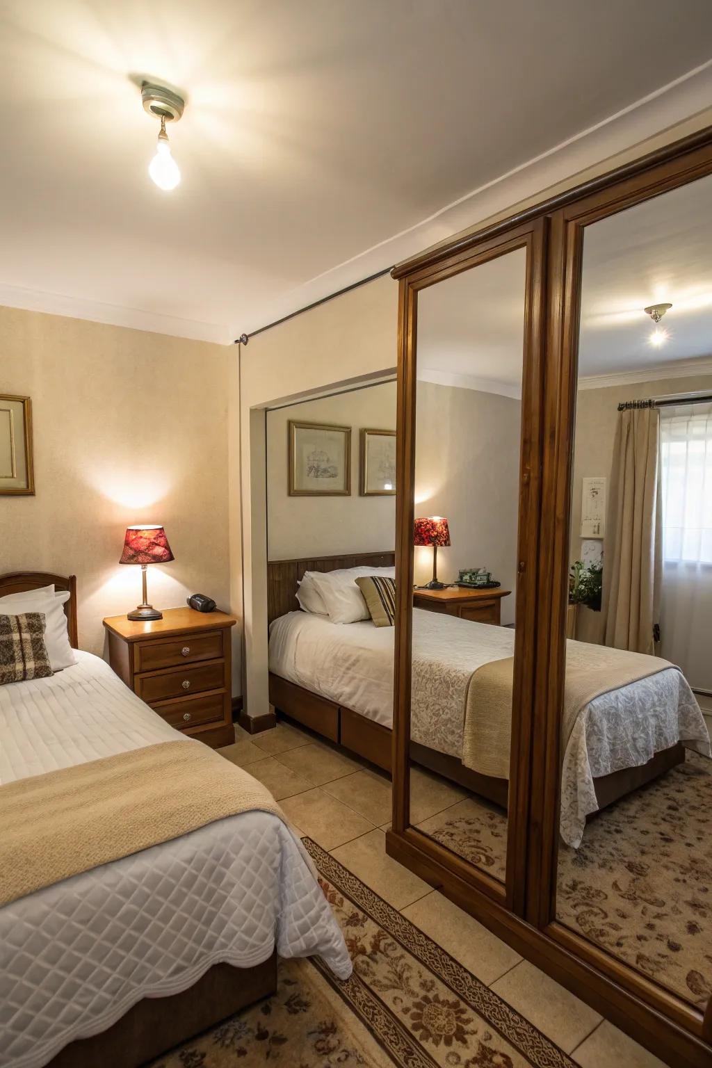 In small rooms, mirrors give depth.