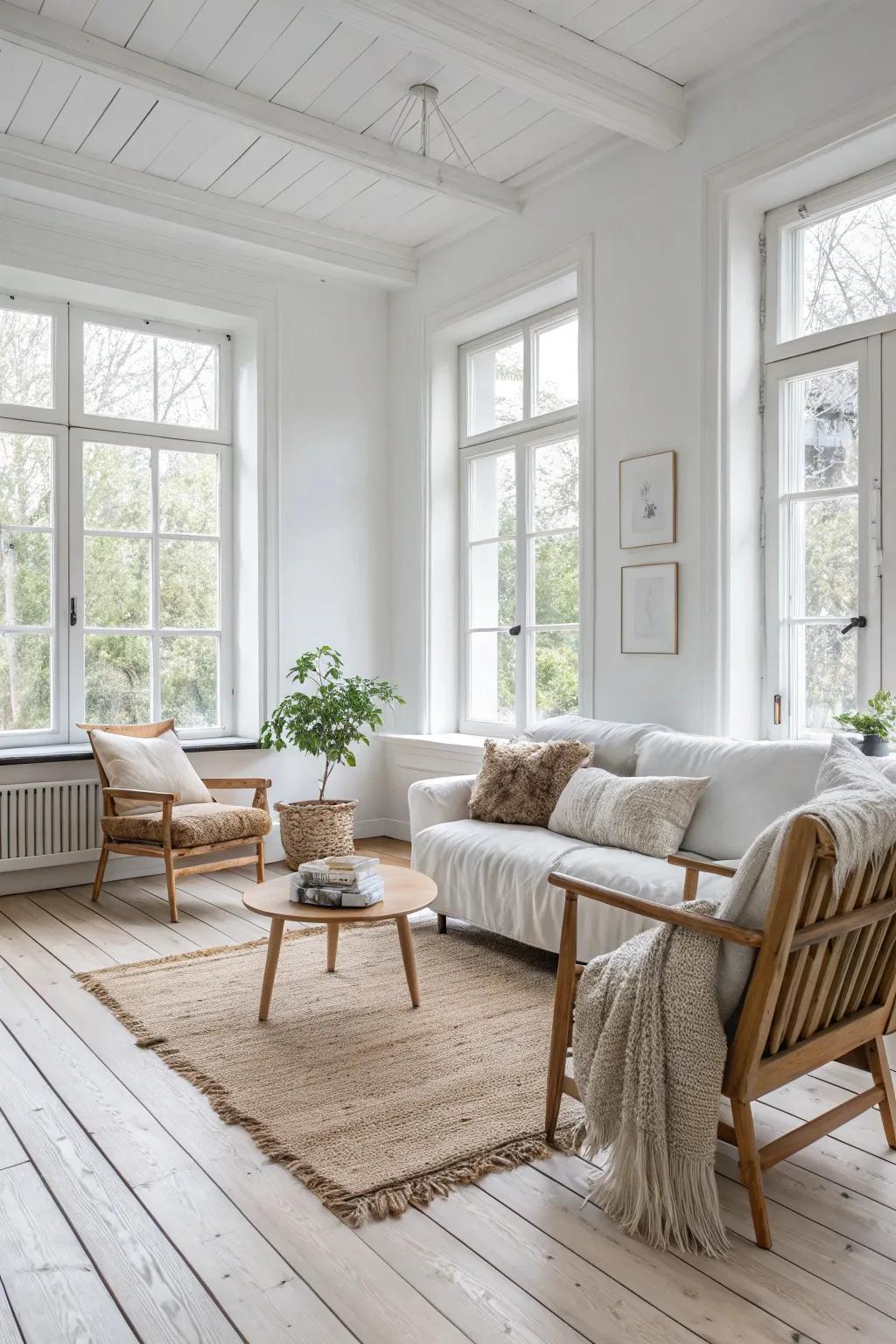 Scandinavian simplicity with clean lines and natural elements.