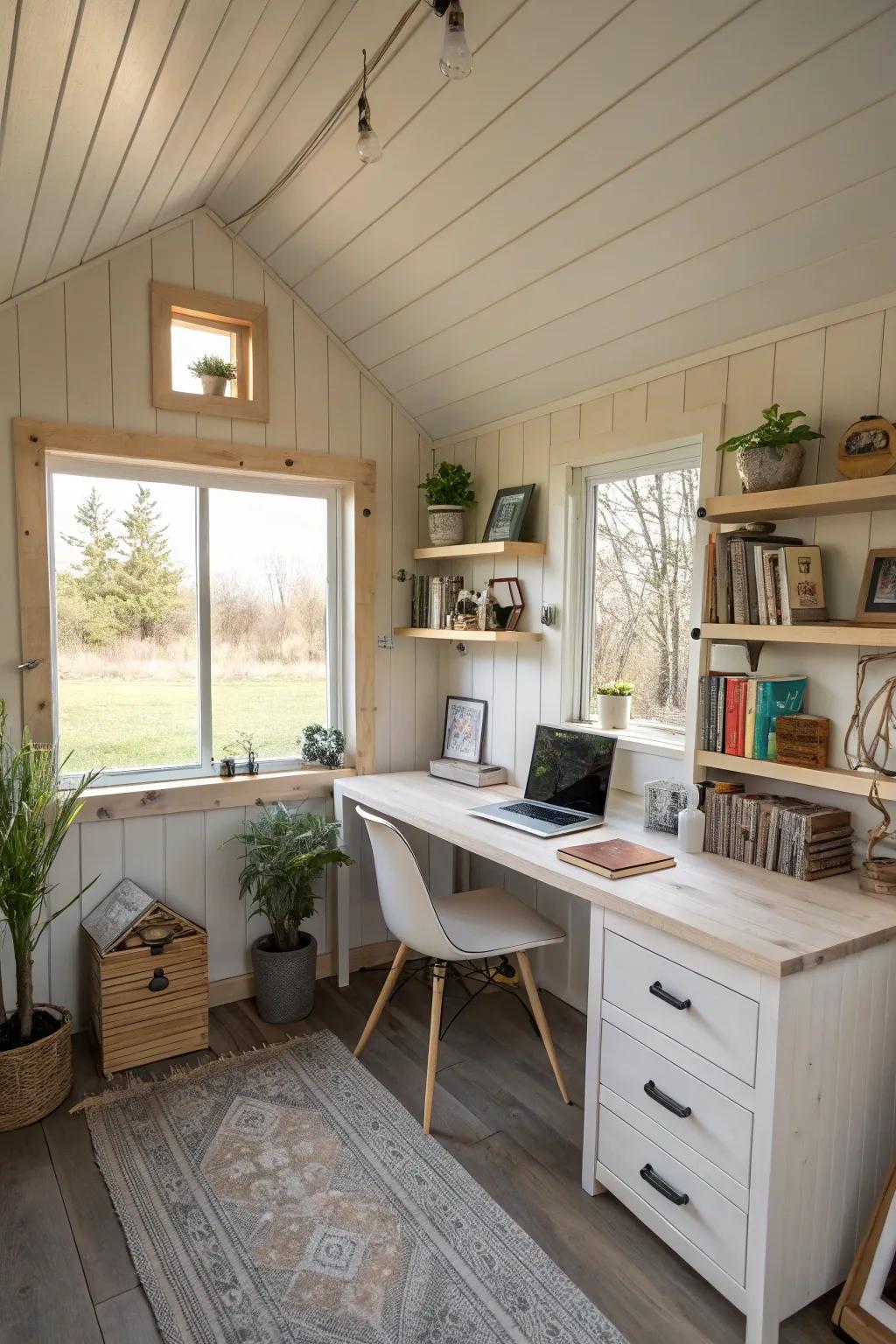 Light hues can visually expand your small office, providing a serene ambiance.