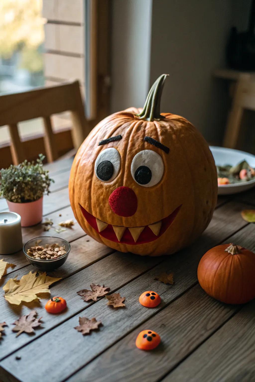 Combine toy parts to create fun and quirky pumpkin personalities.