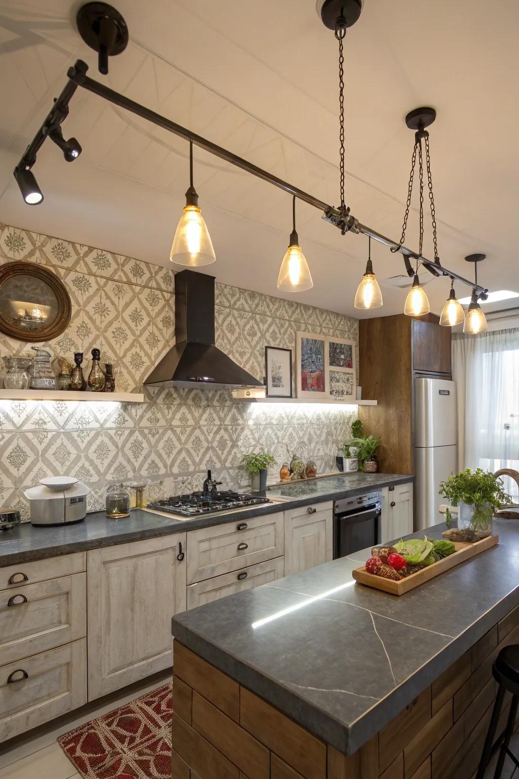 Unique track lighting fixtures adding personal style