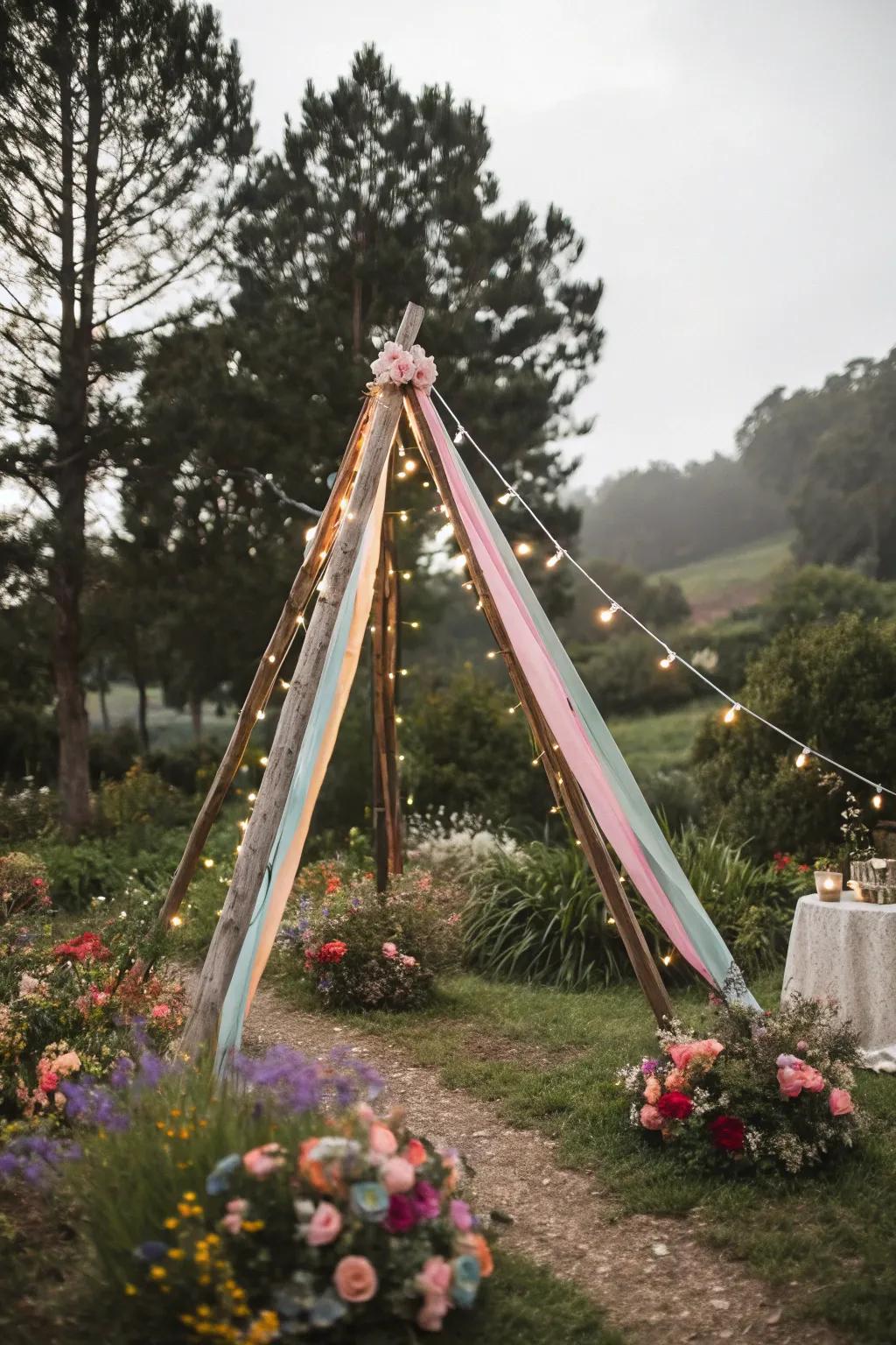 A whimsical triangle arch that brings a touch of magic to any event.