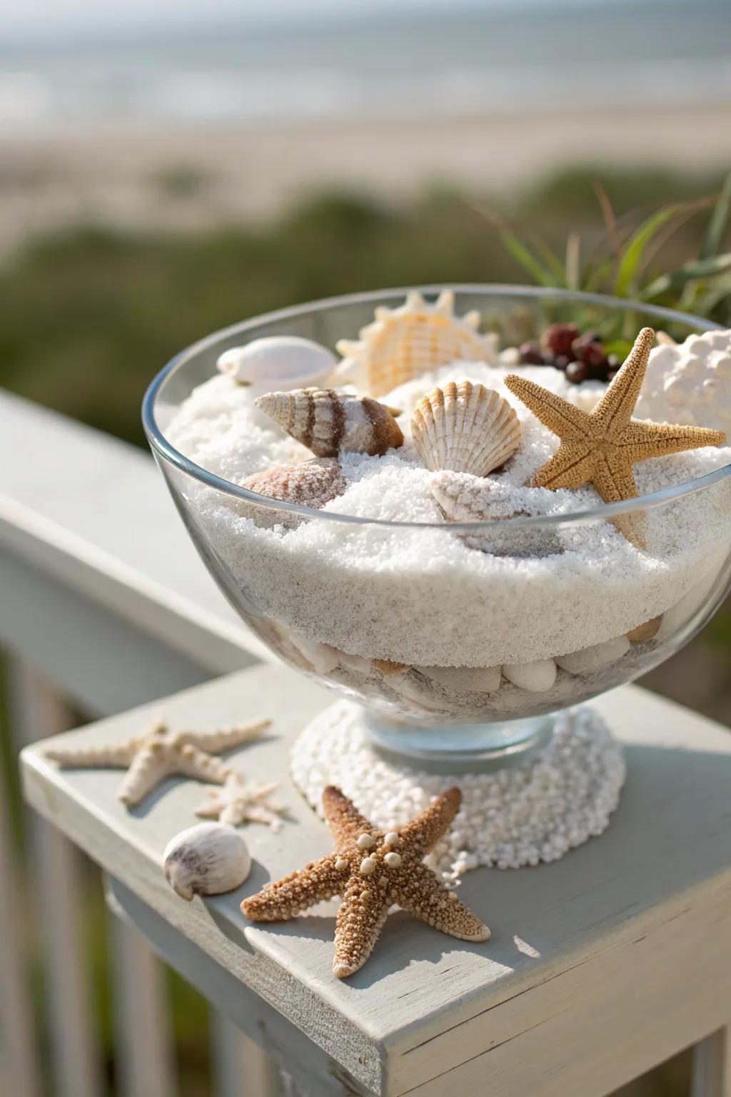 A trifle bowl echoing the tranquility of the seaside.