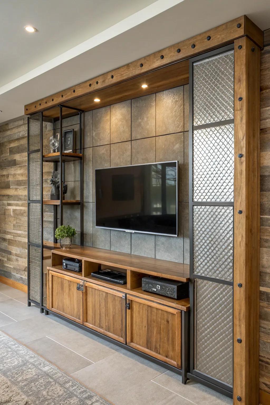 Varied materials give an active and varied charm to TV areas.