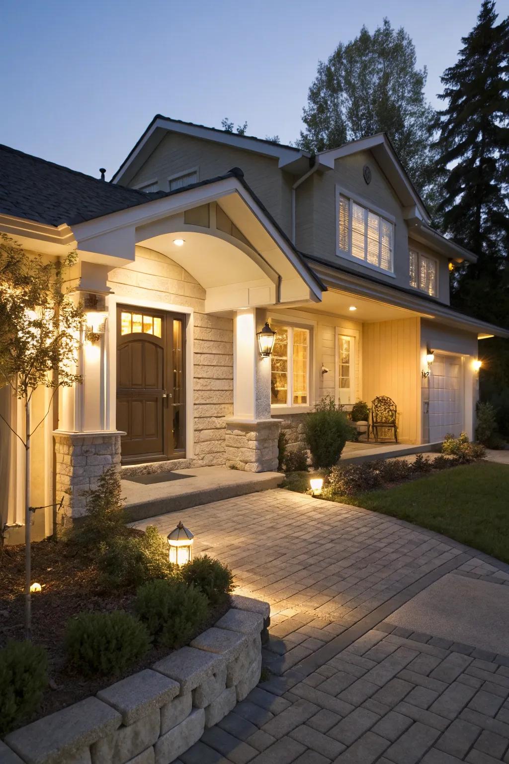 Safety is improved through well-lit routes and entryways.