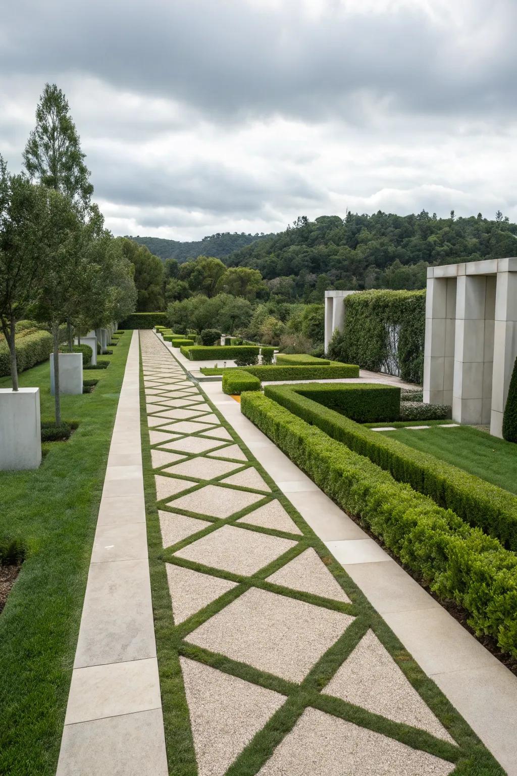 Geometric paths provide a sophisticated and contemporary aesthetic to any garden.