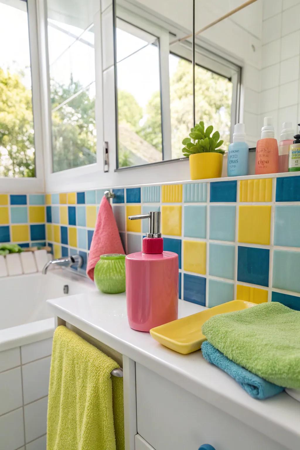 Hints of tone add excitement to the bathroom style.