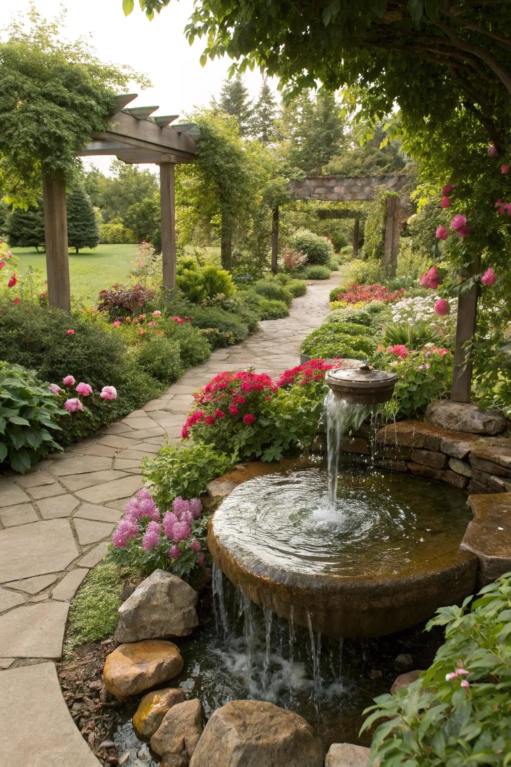 Lush vegetation enhances the natural feel of liquid features.