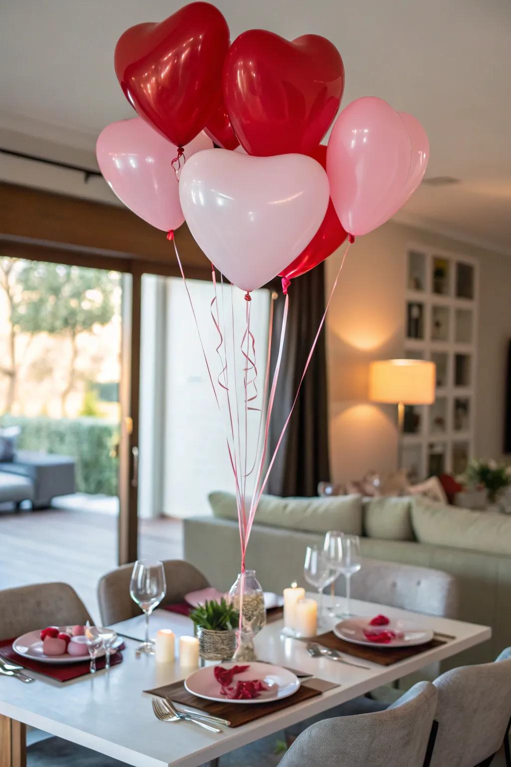 Quirky fun with heart-shaped balloon bouquets.