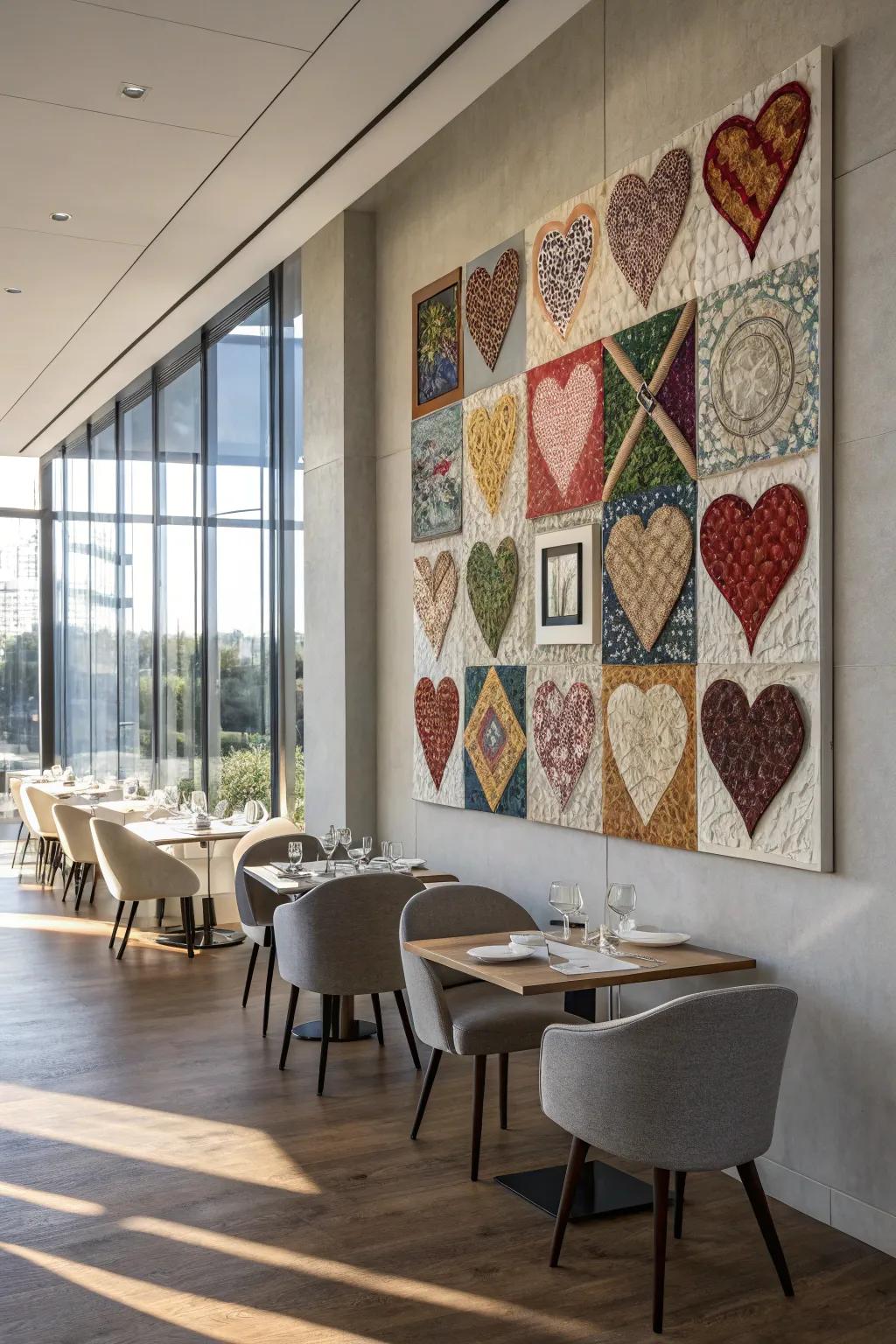 A heart fragmented art brings depth and interest to home decor.