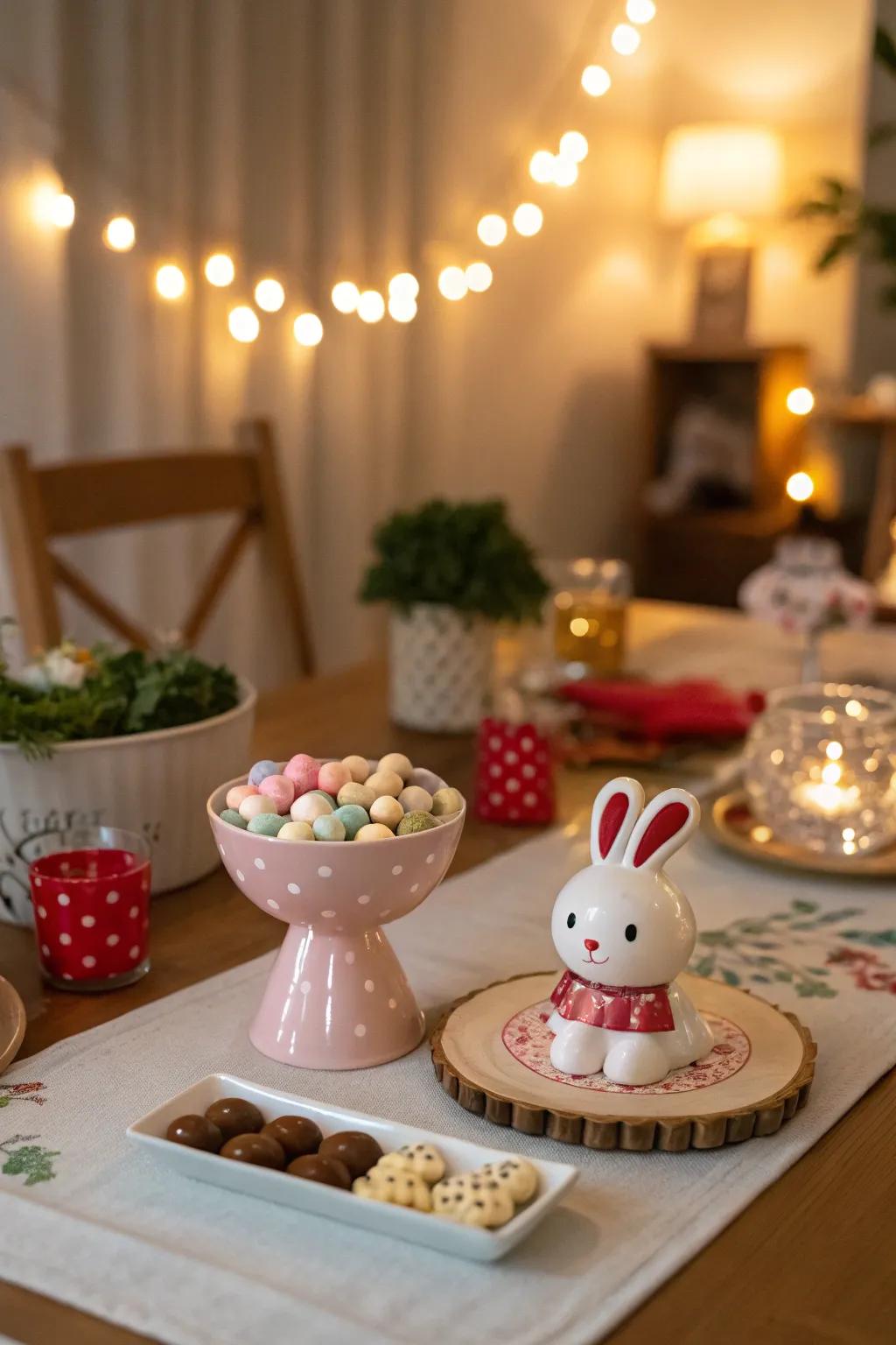 Adorable elements bring a playful touch to the table.