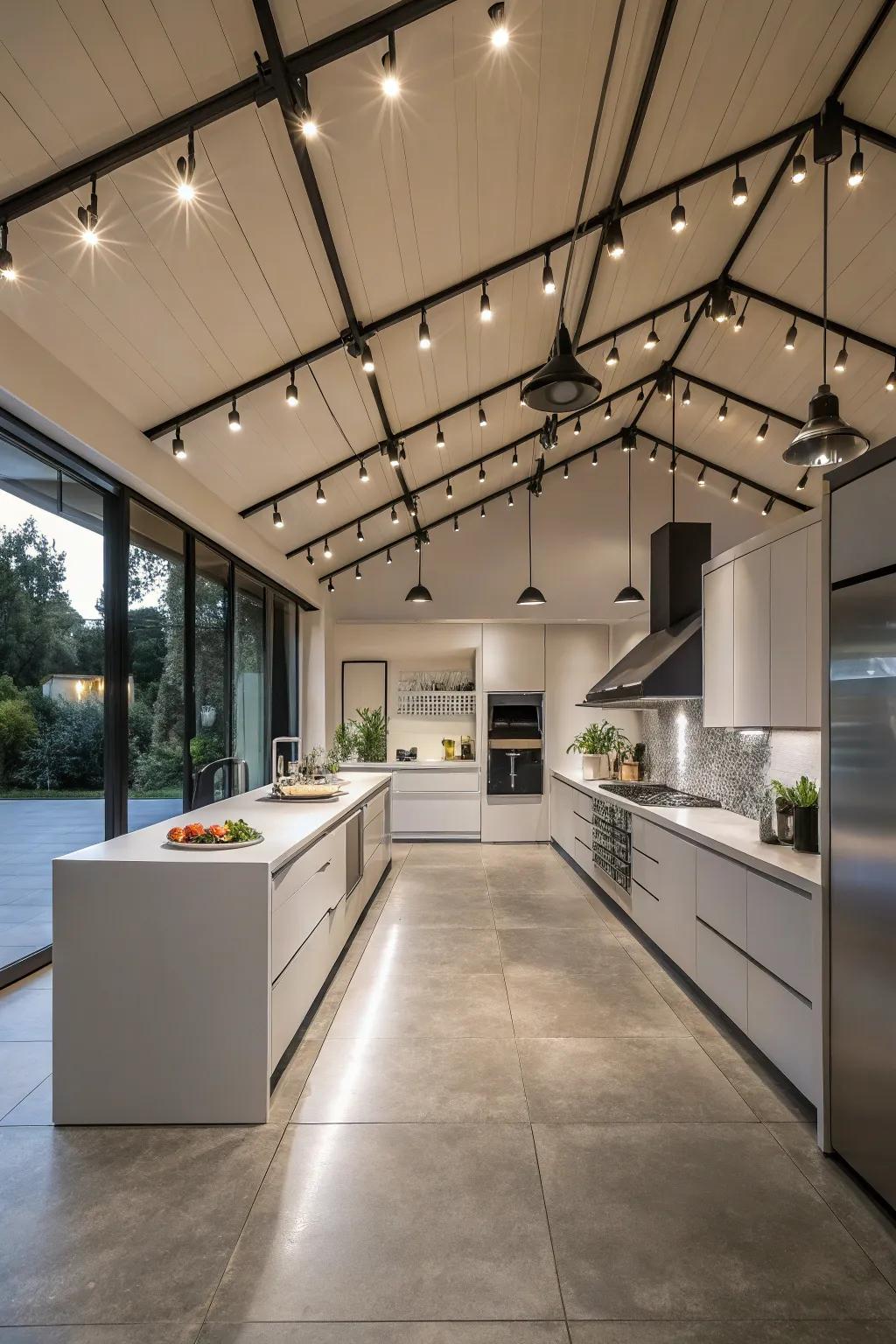 Rail lighting provides adjustable illumination for targeted lighting.