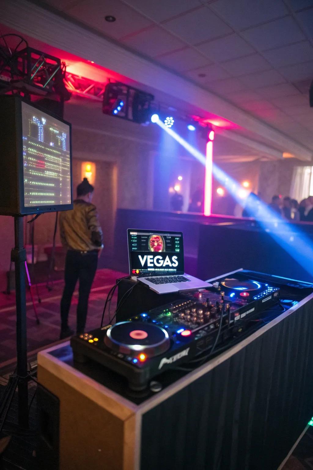 Set the tone with a playlist of classic Vegas hits.