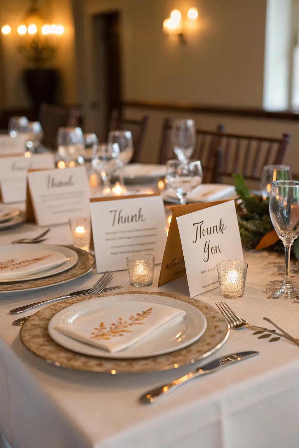 Thank you notes offering a personal element.
