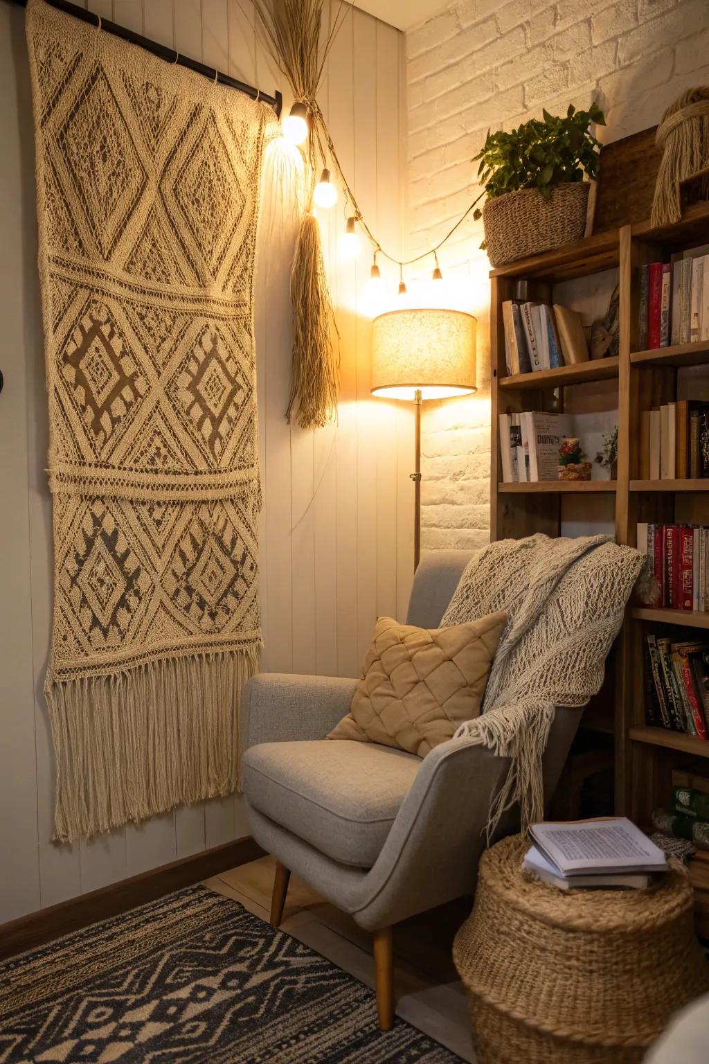 Weaved art adds a comfortable feel to your area.