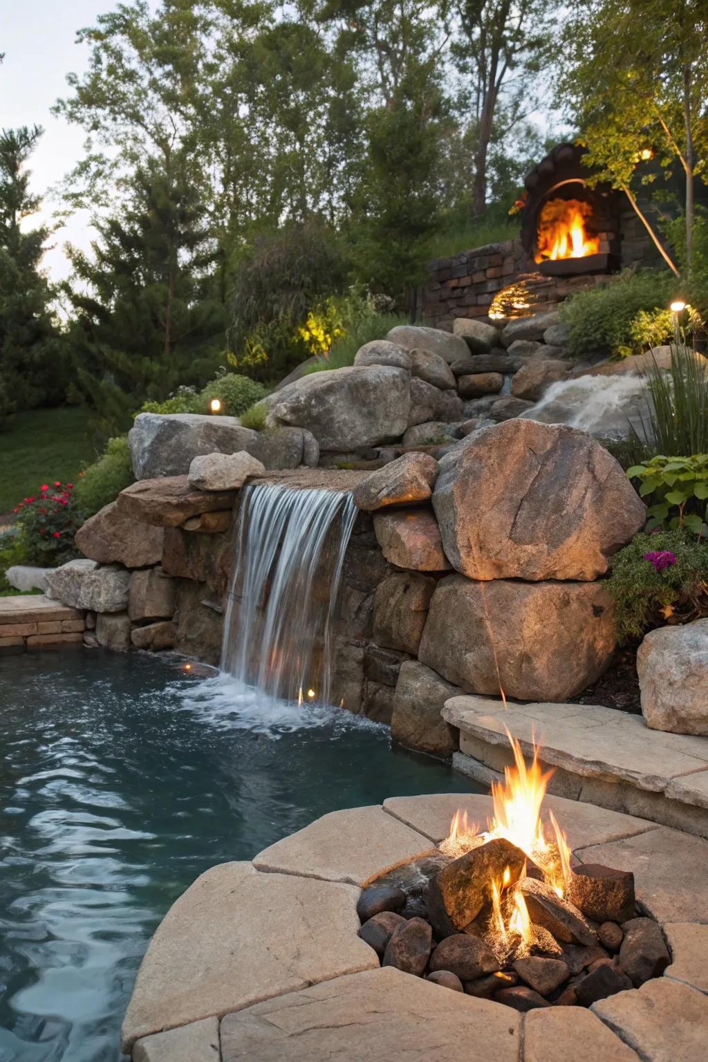 Unite fire and water for a mesmerizing backyard feature.