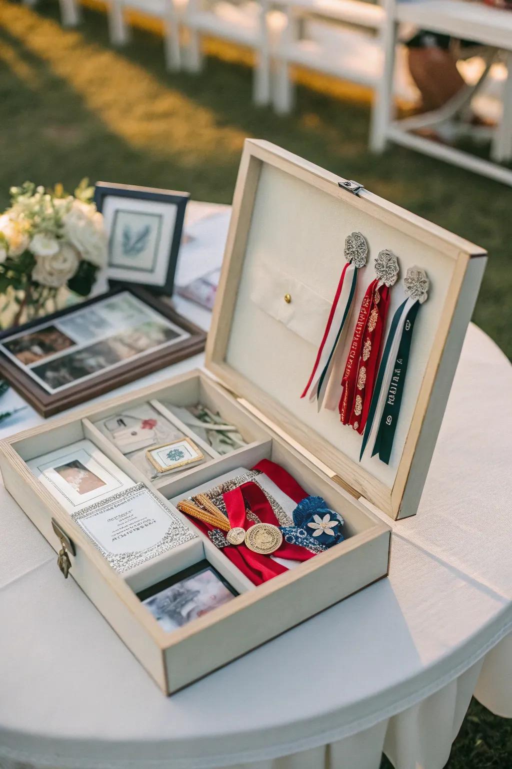 A memory box presentation that adds depth and protection to your ribbons.