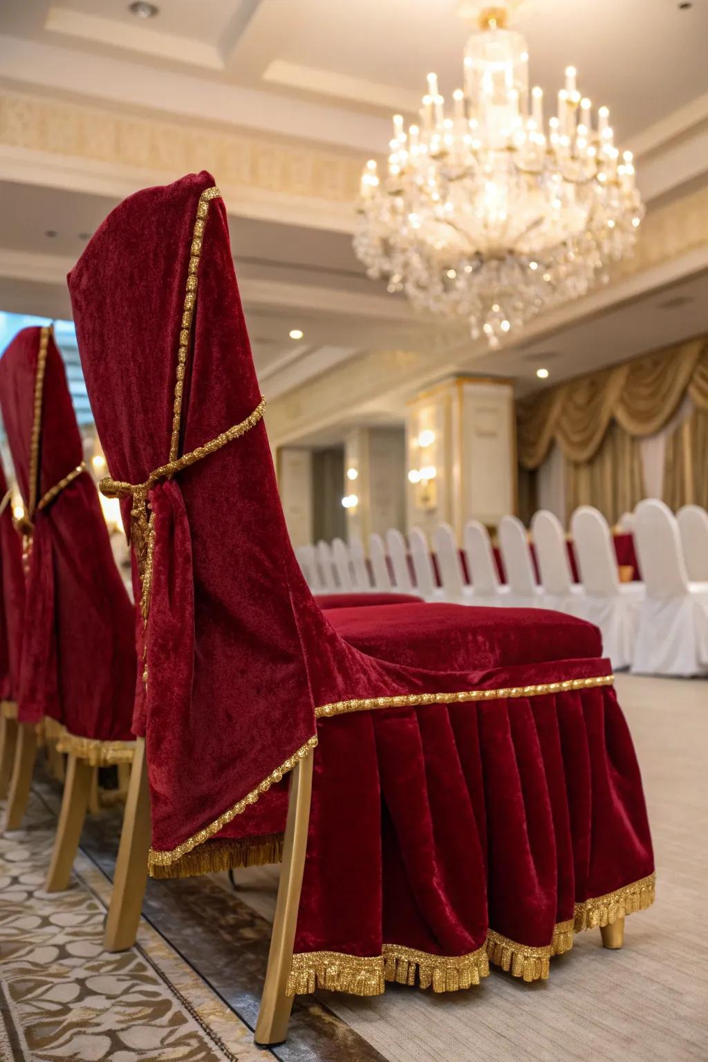 Felt covers inject opulence into your wedding decor.