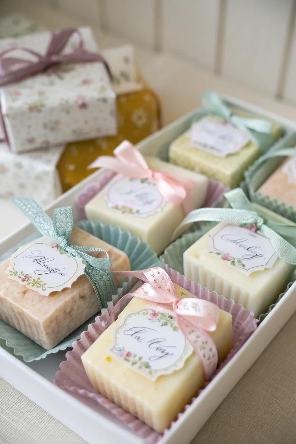 Mini soap bars as a luxurious and practical wedding favor