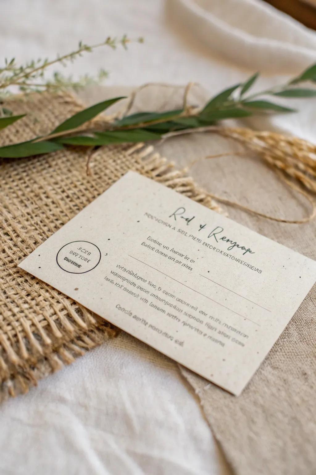 An eco-conscious registry note made from sustainable materials.