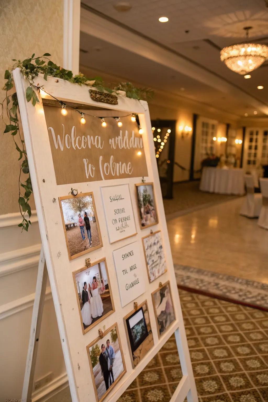 An interactive greeting board with instant photos and guest messages, perfect for creating a personal touch.