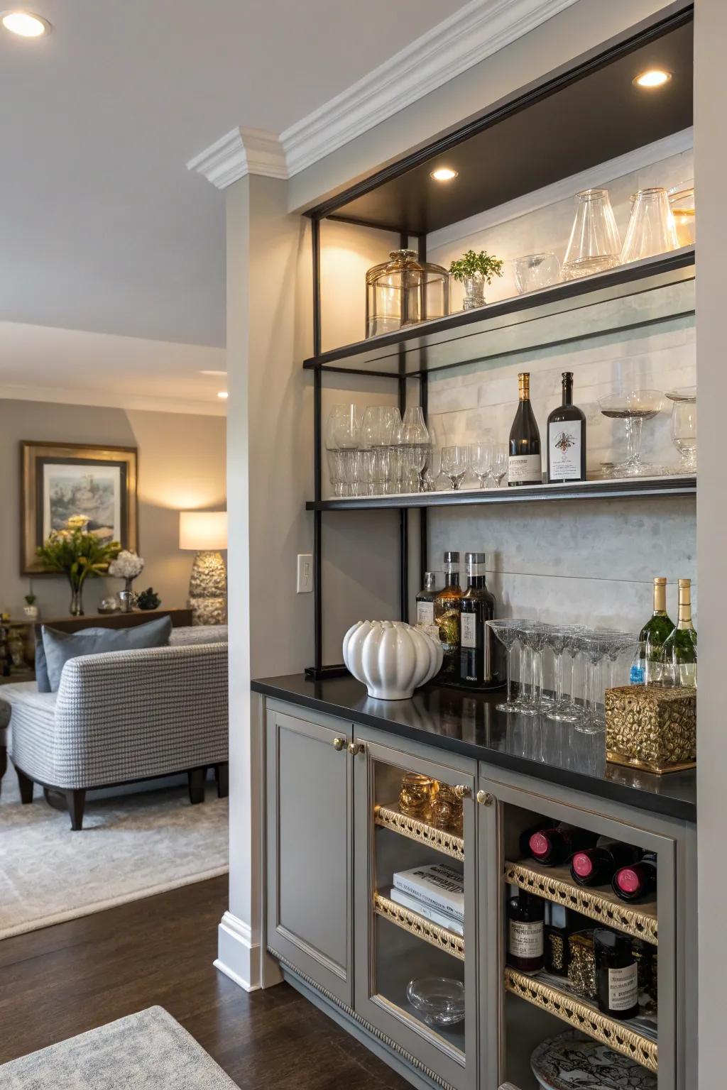 Add charm with accessible shelving.