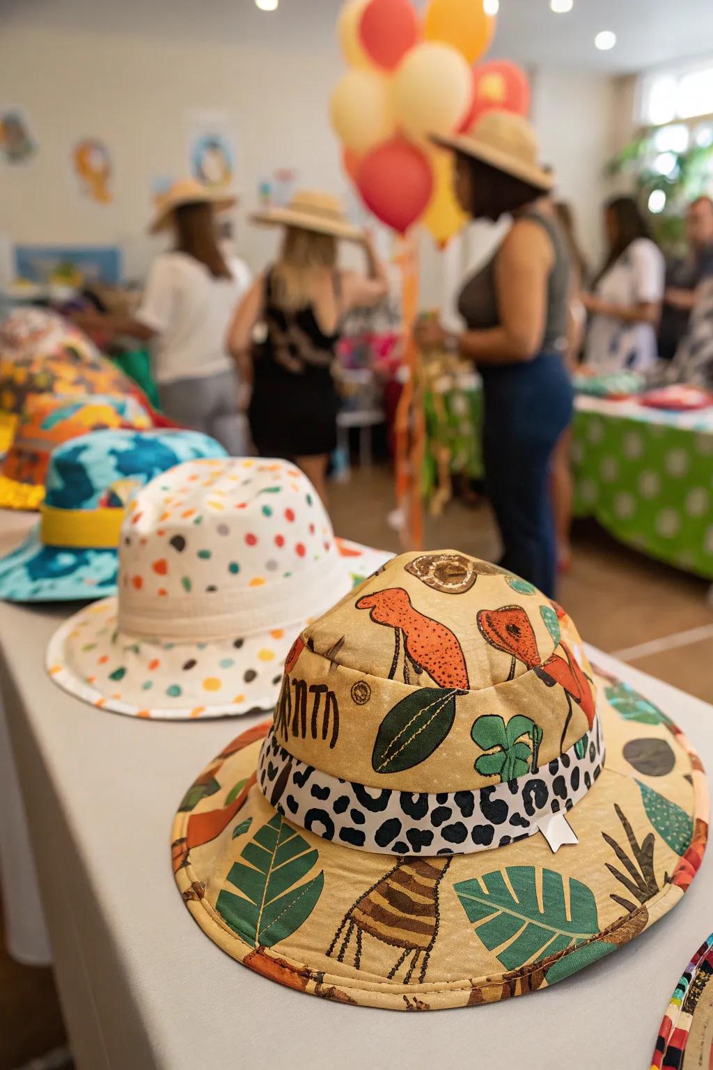 Sun hats with a safari theme are ideal for outdoor activities.