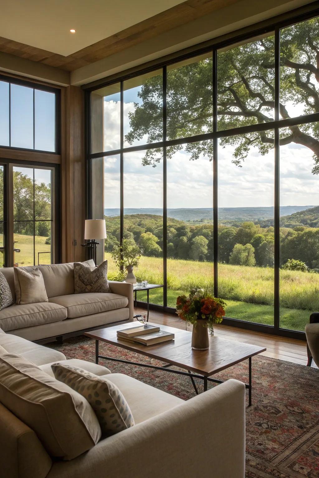 Full-height windows offer stunning views and ample natural light.