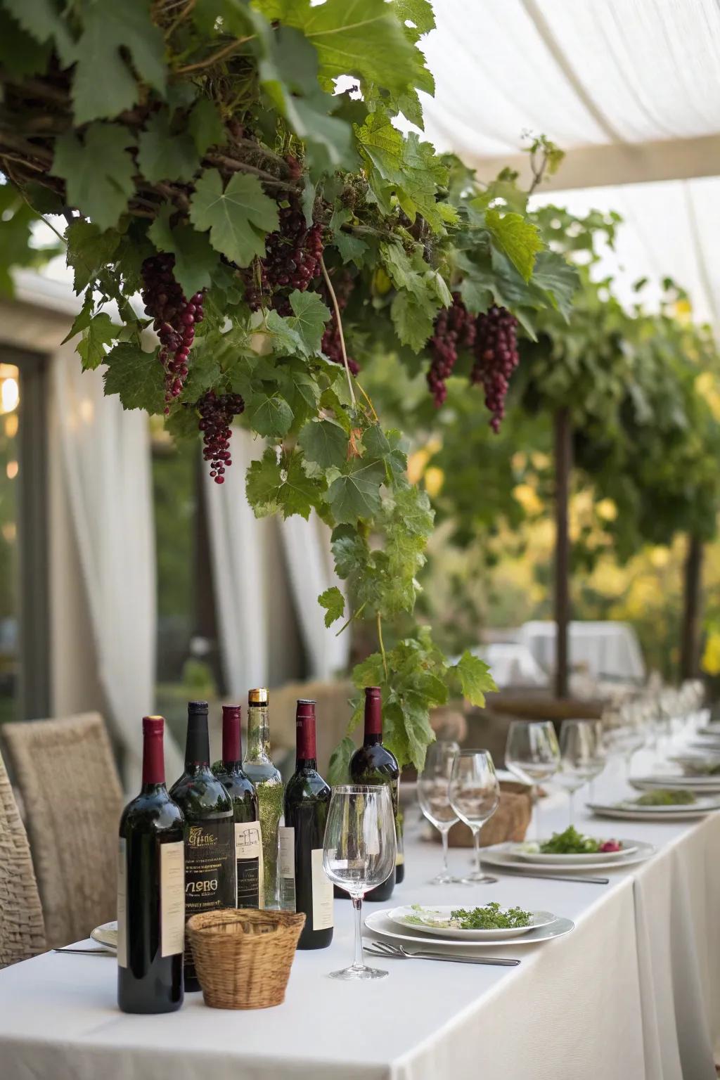 Grapevine accents create an instant vineyard atmosphere.