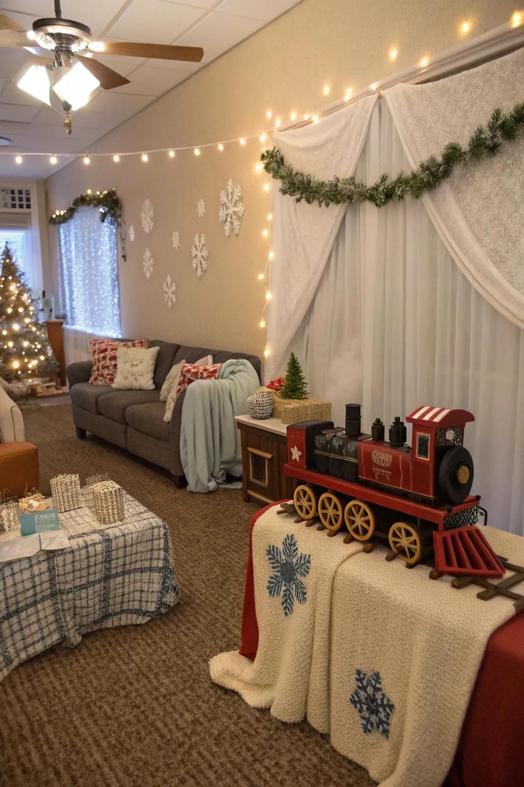 A cozy Polar Express themed baby shower.